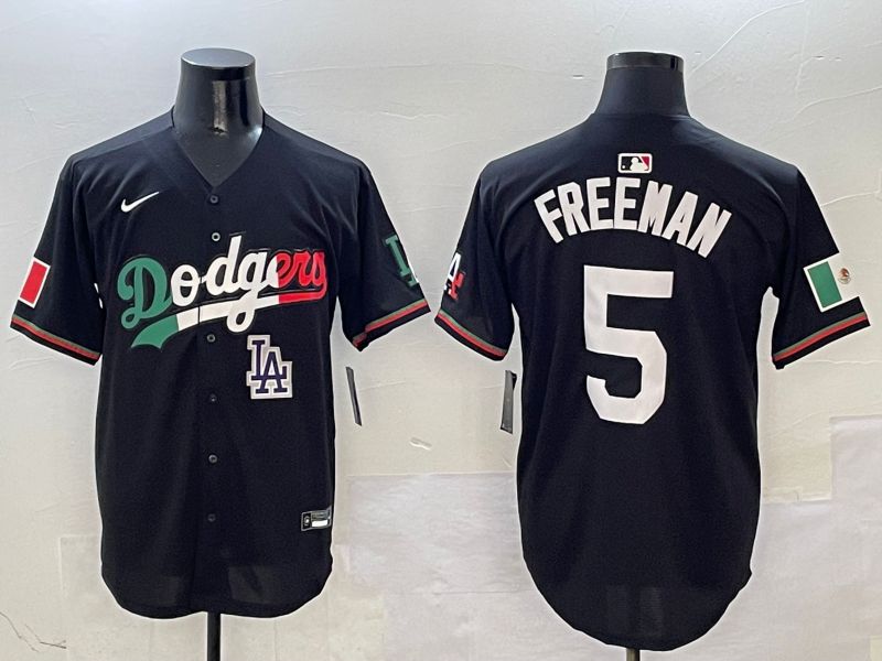 Men Los Angeles Dodgers 5 Freeman Black Mexico Nike 2025 MLB Jersey style 10